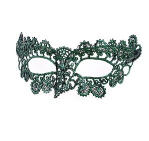 Ажурна маска для обличчя карнавальна 22 на 7 см зелений