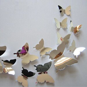 Метелики дзеркальні на скотчі - 12шт. (різних розмірів)