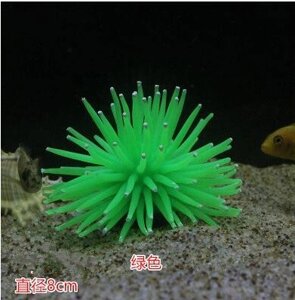 Декор для акваріума зелений "Морський їжак"діаметр 7см, силікон, безпечний для риб і креветок)