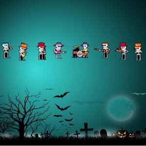 Гірлянда Хелловін Скелети музиканти 3 м різнобарвний