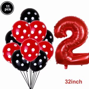 Кульки Леді Баг та шар цифра 2 - в комплекті 11штук