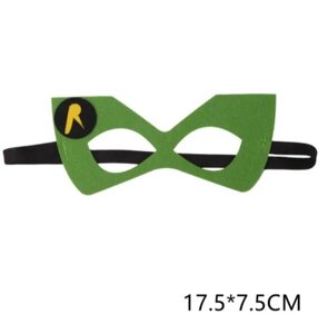 Маска карнавальна дитяча зелена, розмір маски 17,5*17,5см