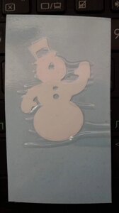 Наклейка новорічна Сніговик розмір стікера 3,5*4,5 см