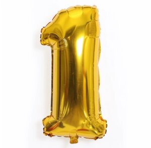 Шар цифра 1 золота на день народження - довжина 70см, без гелію), фольга
