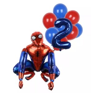 Кульки Спайдермен та шар цифра 2 - в комплекті 12 штук