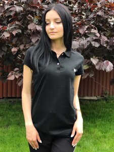 Жіноча чорна футболка поло 46 розмір
