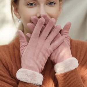 Жіночі зимові рукавички, кольору пудри - довжина середнього пальця 8,5 см, ширина рукавички 9см, довжина 22см