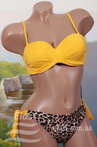Жіночий купальник роздільний XL леопардово-жовтий