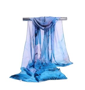 Жіночий шарф синій - розмір шарфа приблизно 145*46см, шифон