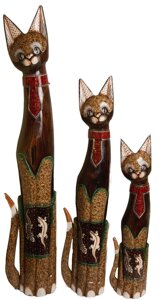 Кот коричневий з краваткою з червоного скла (к-956, к-957, к-958)