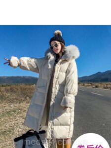Під замовлення! Довгий пуховик жіночий, модна зимова куртка з великим хутряним коміром 2 кол