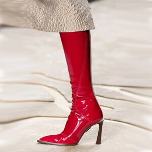 Під замовлення! European station 2020 весна нові особливі каблуки білі червоні лаковані високі чоботи в