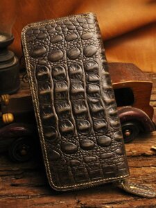 Під замовлення! Оригінальний гаманець ручної роботи для чоловіків і жінок, довгий шкіряний гаманець на блискавки, ретро,