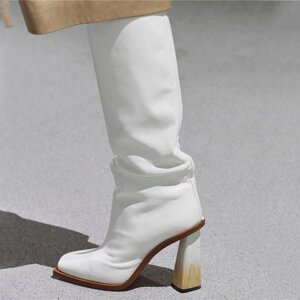 Під замовлення! Осінньо-зимові нові високі чоботи на товстому каблуці 2020 р модні білі жіночі чоботи на