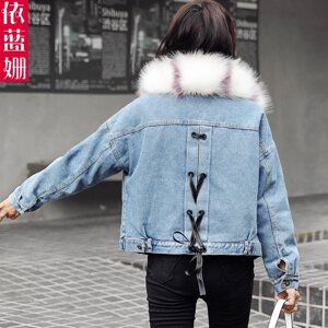 Під замовлення! Плюс оксамитова джинсова куртка жіноча коротка секція 2019 зима нова корейська версія вільної