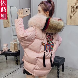 Під замовлення! Пухова стьобана куртка жіноча коротка зима 2019 року нова корейська версія вільна стеганая