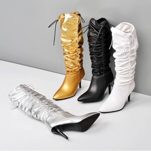 Під замовлення! Youmaidi, новые осенне-зимние сапоги на шпильке, складные женские ботинки, модная женская обувь