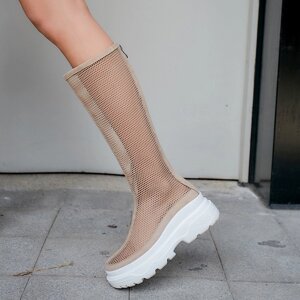 Під замовлення! Жіночі літні сандалі Baotou, новинка 2020 року, сітчасті модні високі чоботи на товстій