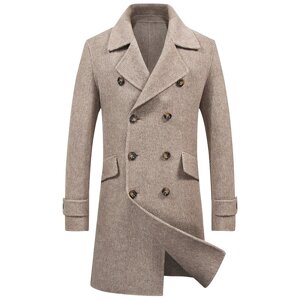Під замовлення! Зимнее двухстороннее шерстяное пальто Albaka мужское двухрядное пальто ручной работы средней длины