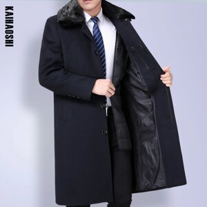 Під замовлення! Зимнее кашемировое пальто Kaihaoshi для людей среднего и пожилого возраста, мужское длинное