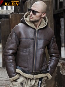 Під замовлення! Зимова чоловіча коротка товста мотоциклетна шкіряна куртка з капюшоном з натуральної
