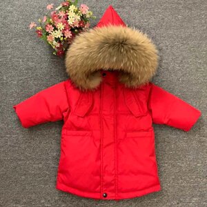 Під замовлення! Зимова утеплена дитяча куртка з коміром з натурального хутра з коміром з натурального
