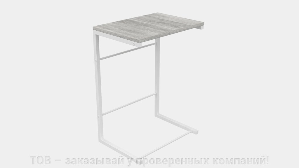 Приставний Столик Террі Ferrum-decor 650x440x330 Білий метал ДСП Бетон 16 мм від компанії ТОВ - замовляй у перевірених компаній! - фото 1