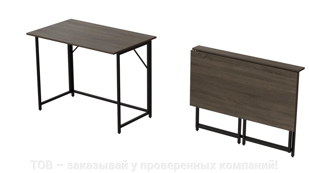 Стіл розкладний Моріс 900 Ferrum-decor 750x900x500 Чорний метал ДСП Дуб Сонома Трюфель 16 мм від компанії ТОВ - замовляй у перевірених компаній! - фото 1