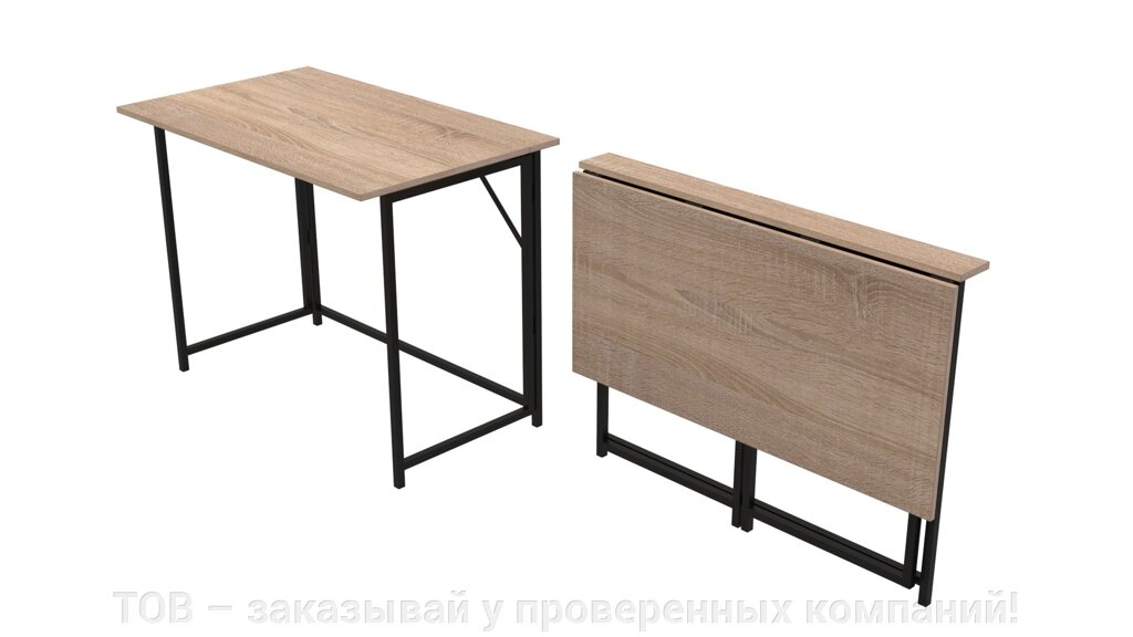 Стіл розкладний Моріс Ferrum-decor 750x1000x600 Чорний метал ДСП Дуб Сонома 16 мм від компанії ТОВ - замовляй у перевірених компаній! - фото 1