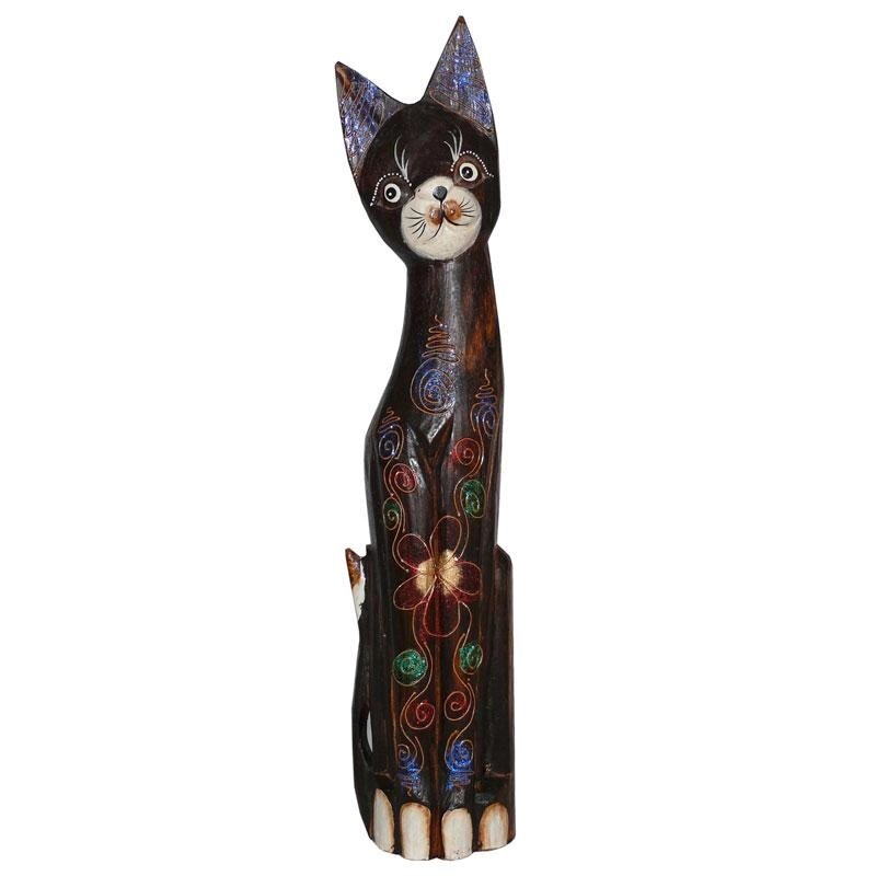 Деревянная статуэтка «Кот серый с  магнолией», 60 см. ##от компании## Интернет-магазин Present4you - ##фото## 1