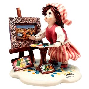 Фігурка з фарфору «Дівчинка з мольбертом і палітрою» Zampiva, h-16; L-14,5 см (517-0072)