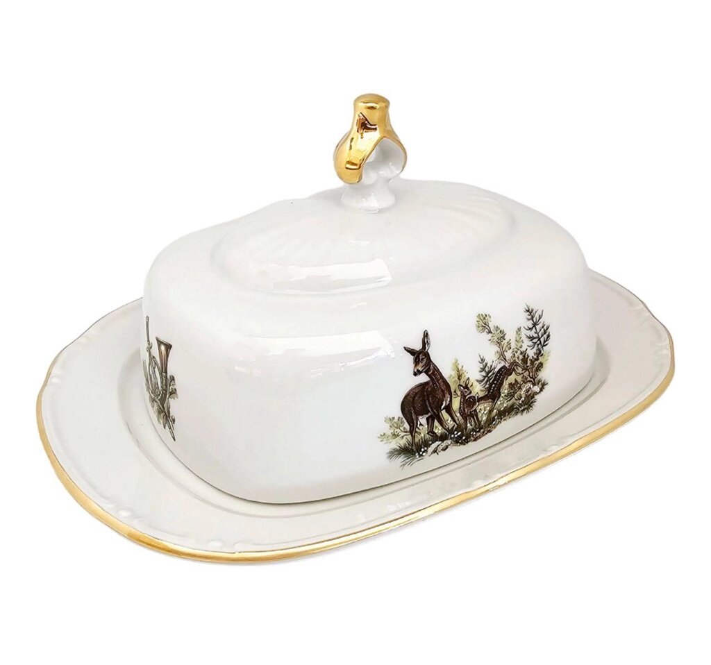 Маслянка порцелянова Gloria porcelain Полювання, h-9см, L-20см ( 538-0011) від компанії Інтернет-магазин Present4you - фото 1