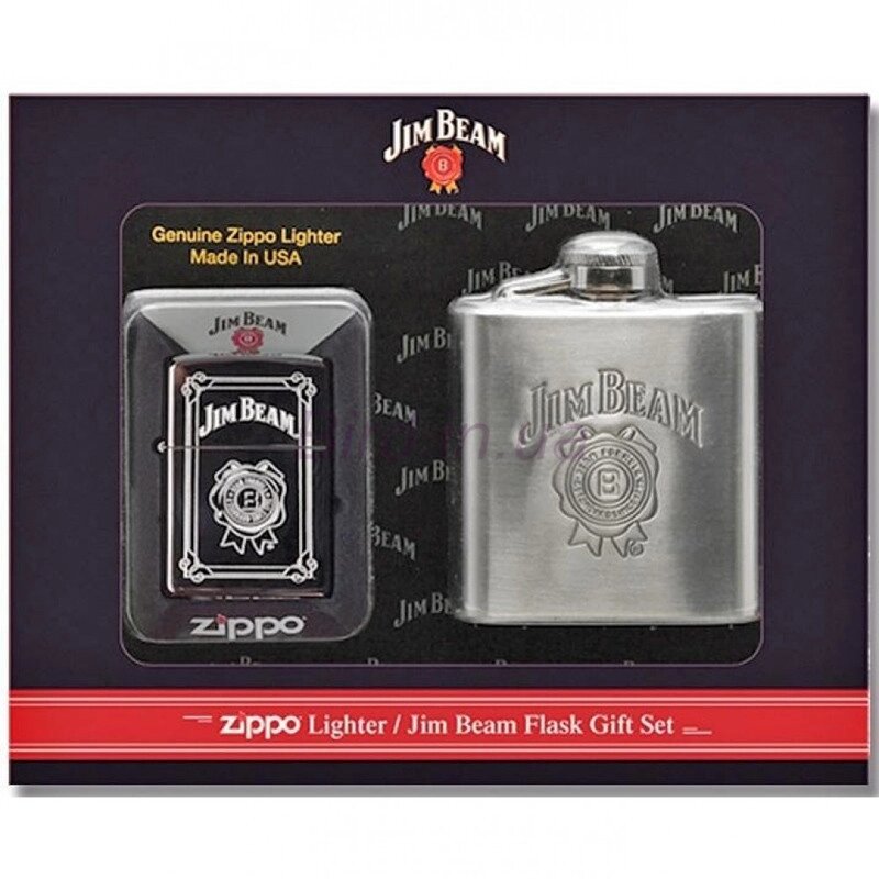 Набір подарунковий Запальничка + фляга Zippo Jim Beam Flask Set (28414) від компанії Інтернет-магазин Present4you - фото 1