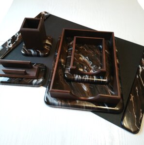 Настільний набір Опера resin, черешня,5 предметів, коричневий