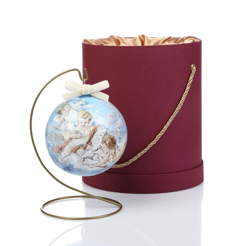 Новорічний куля ручного розпису в подарунковій коробці «Ангели», d-12 см (905-0005) від компанії Інтернет-магазин Present4you - фото 1