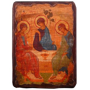 Дерев'яна ікона Святої Трійці «Старозавітна», 17х23 см (814-2030)