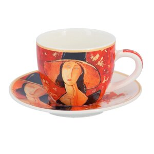 Чашка для еспресо фарфорова з блюдцем Carmani А. Модільяні «Жінка в капелюсі» (80 мл)