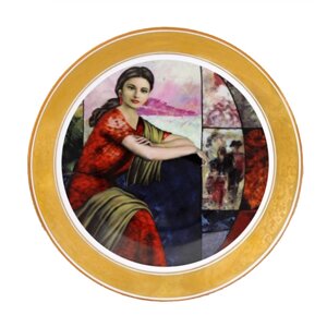 Декоративна тарілка «Леді в червоному» Gloria, d-25 см (264-2502D)