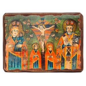Ікона Богородиця з дитинчам, Розп'яття з пристоячими, св. Микола, 23х17 см (814-2096)