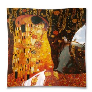 Скляна тарілка Р. Клімт «Поцілунок» Carmani, 30х30 см (198-1501)
