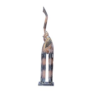 Дерев'яна статуетка слон натуральний + золото, h-80 см. (60010.2e)