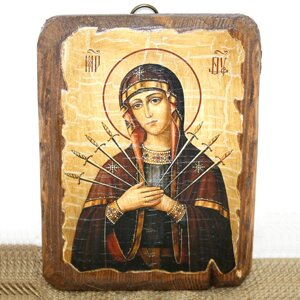 Дерев'яна ікона Божої Матері «Семистрельная», 17х23 див.