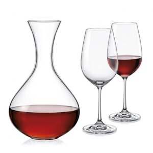 Набір для вина Bohemia «Viola», графин та келихи 2 шт (h-26,5 см, h-23,5 см, 1500 мл, 450 мл)