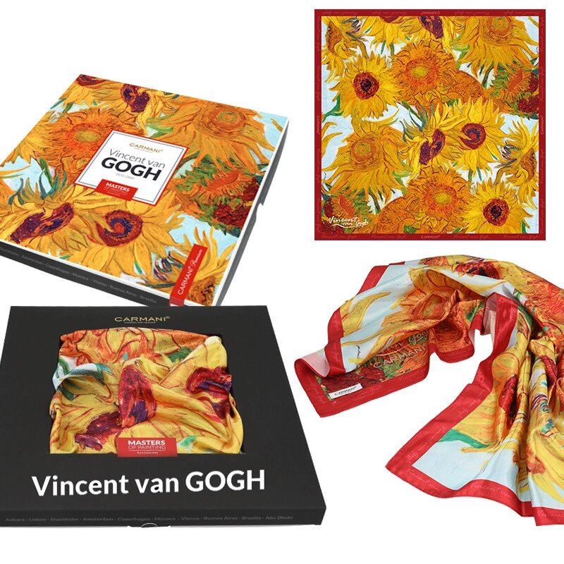 Шаль Carmani Ван Гог «Соняшники» (90х90 см) від компанії Інтернет-магазин Present4you - фото 1