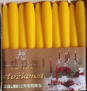 Свічка жовта h-19 см (у коробці 30 шт.)