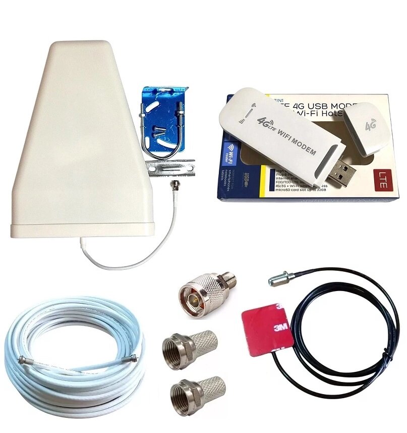 4G LTE/3G/2G USB Wi-Fi модем роутер H760UFI-2521 з логоперіодичною антеною, 10 м кабелю та індуктивним адаптером від компанії ПО СПЕЦАНТЕНИ Зв'язок без перешкод! - фото 1