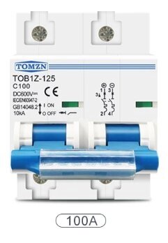 Автоматичний вимикач 100A 600V DC 2P TOMZN TOB1Z-125-100, основний вимикач акумулятора від компанії ПО СПЕЦАНТЕННИ Зв'язок без перешкод! - фото 1