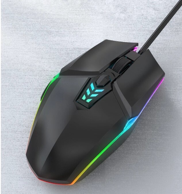 Дротова ігрова миша, оптична 6-кнопкова USB-миша з RGB-підсвічуванням, безшумна миша. від компанії ПО СПЕЦАНТЕННИ Зв'язок без перешкод! - фото 1