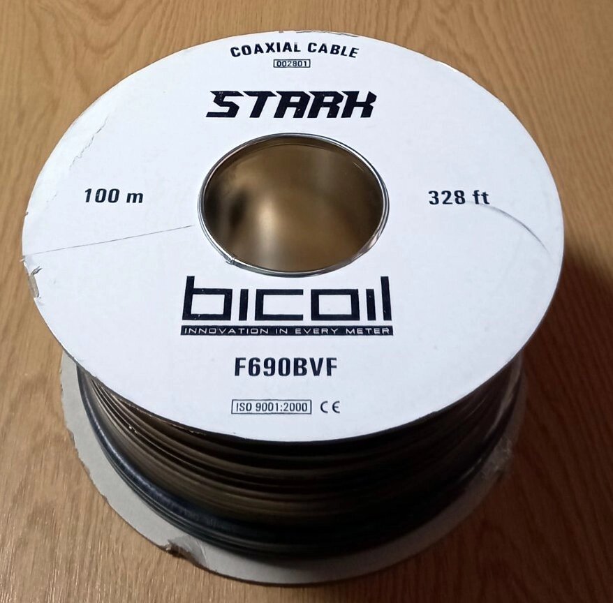 Кабель коаксіальний гелевий Bicoil Stark RG-6U F690BVF 75 Ом для зовнішніх робіт, чорний від компанії ПО СПЕЦАНТЕННИ Зв'язок без перешкод! - фото 1