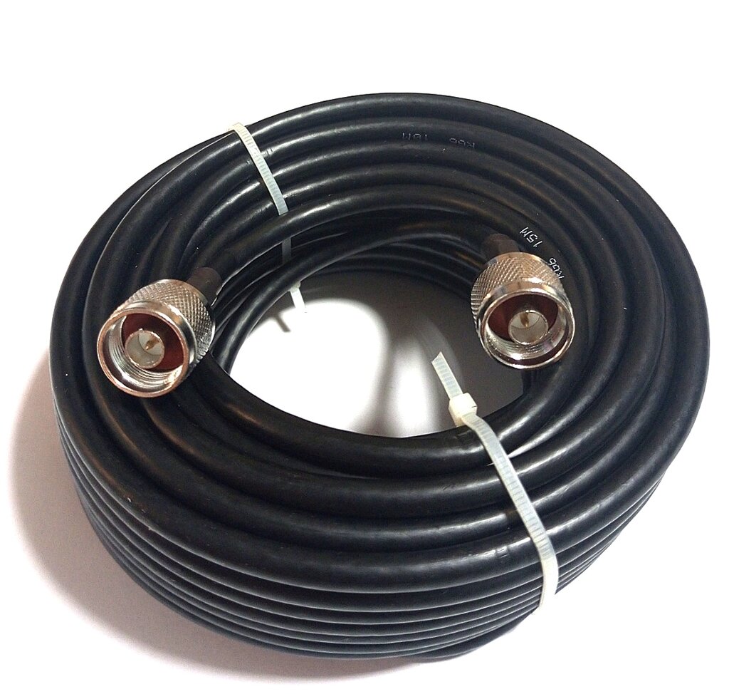Кабель коаксіальний RG-6U 75 Ом 15 м з обтисненими роз'ємами N-male, для будь-яких приймальних радіосистем 50-75 Ом від компанії ПО СПЕЦАНТЕНИ Зв'язок без перешкод! - фото 1